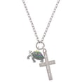 thumbnail image 1 of Delight Jewelry Enamel Side Turtle I Have Plans for You Engraved Cross Zoey Necklace, 28", 1 of 4