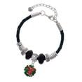 thumbnail image 1 of Delight Jewelry Enamel Wreath with Bow Daughter Celtic Knot Leather Bead Bracelet, 7"+2" Extender, 1 of 4