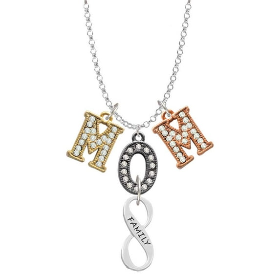 Delight Jewelry Family Infinity Sign Multi-Colored Crystal Mom Charm Necklace