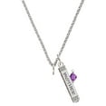 thumbnail image 1 of Delight Jewelry February - Purple Crystal Bicone Silvertone Mother Daughter Bar Charm Necklace, 23", 1 of 4