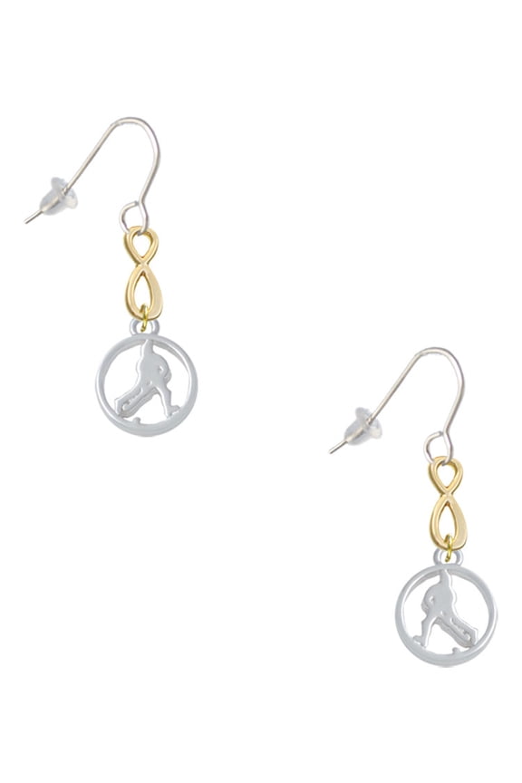 Field Hockey Player Silhouette in 1/2'' Disc Gold Tone Infinity French Earrings