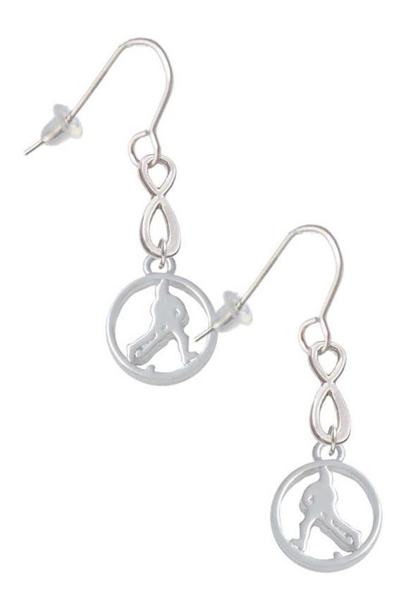 Field Hockey Player Silhouette in 1/2'' Disc Silver tone Infinity French Earrings