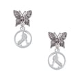 thumbnail image 1 of Delight Jewelry Field Hockey Player Silhouette in 1/2'' Disc Silvertone Antiqued Butterfly Post Earrings, 1 of 4
