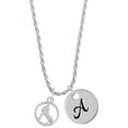 thumbnail image 1 of Delight Jewelry Field Hockey Player Silhouette in 1/2'' Disc Silvertone Script Initial Disc - A - Charm Necklace, 20"+3", 1 of 4
