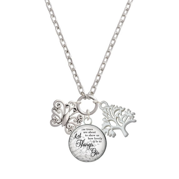 Delight Jewelry Filigree Curls Butterfly Let Things Go Fall Zoey Charm Necklace, 28"