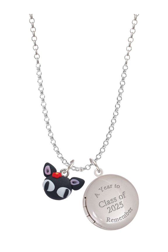 Fimo Clay Cute Kitty - Class of 2025 Year to Remember Locket Charm Necklace, 19+2" Extender