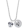 thumbnail image 1 of Delight Jewelry Fimo Clay Puppy Dog Silvertone Script Initial Disc - V - Charm Necklace, 20"+3", 1 of 4