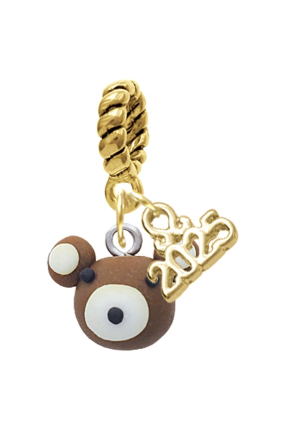Fimo Clay Teddy Bear - Gold-tone Rope Charm Bead Dangle with Mini 2025