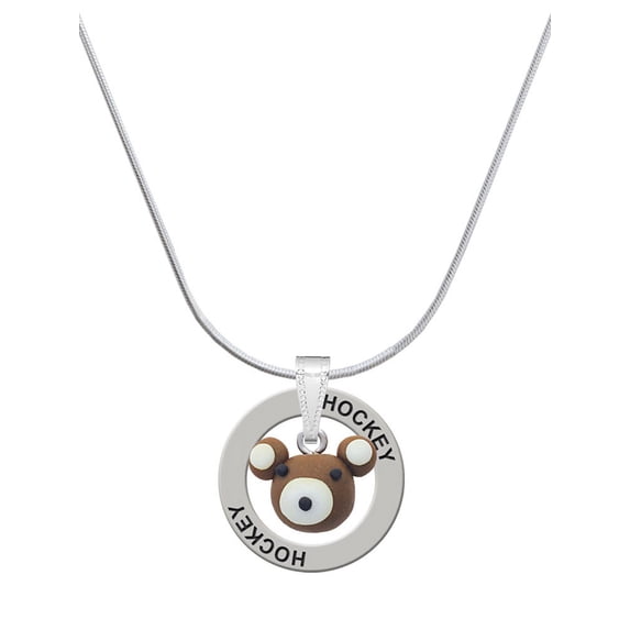 Delight Jewelry Fimo Clay Teddy Bear Hockey Ring Charm Necklace, 18"