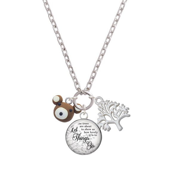 Delight Jewelry Fimo Clay Teddy Bear Let Things Go Fall Zoey Charm Necklace, 28"