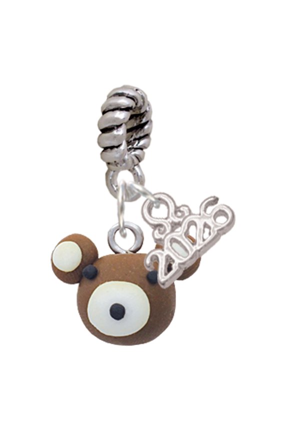 Fimo Clay Teddy Bear - Silver Plated Rope Charm Bead Dangle with Mini 2026
