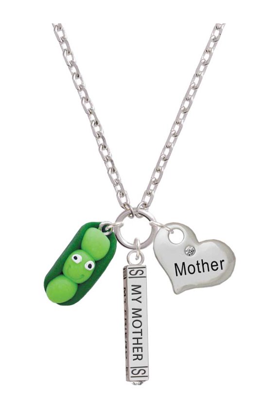 Fimo Clay Three Peas in a Pod Always My Mother Bar Zoe Necklace