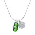 thumbnail image 1 of Delight Jewelry Fimo Clay Three Peas in a Pod - Silvertone Engraved Congrats Class of 2026 Charm Necklace, 18", 1 of 4