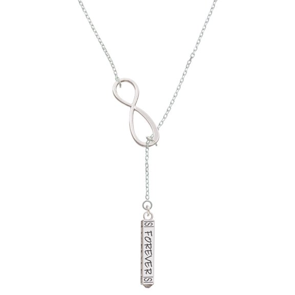 Delight Jewelry Forever Bar Silver tone Elegant Infinity Lariat Necklace