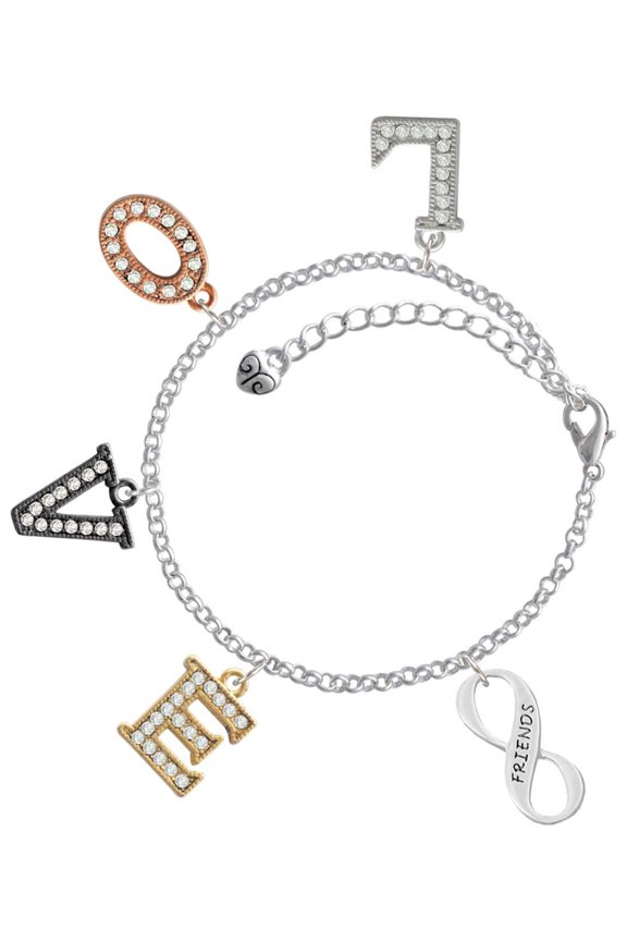 Friends Infinity Sign Multi-Colored Crystal Love Charm Bracelet