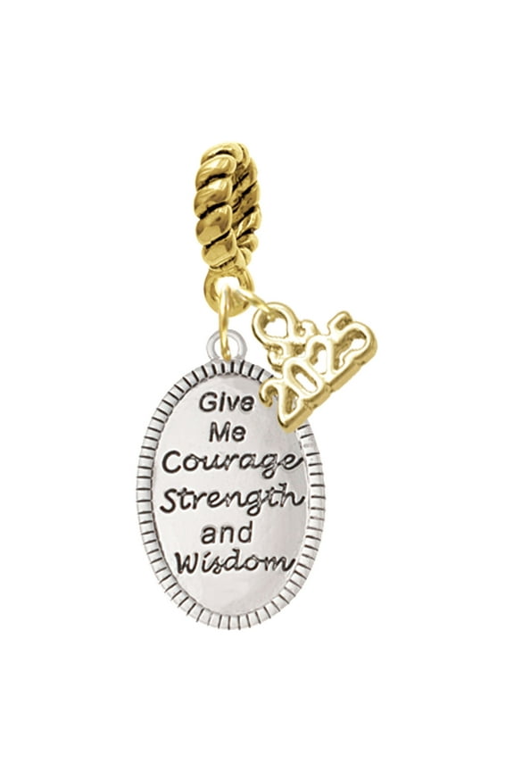Give Me Courage Strength Wisdom Medallion - Gold-tone Rope Charm Bead Dangle with Mini 2025