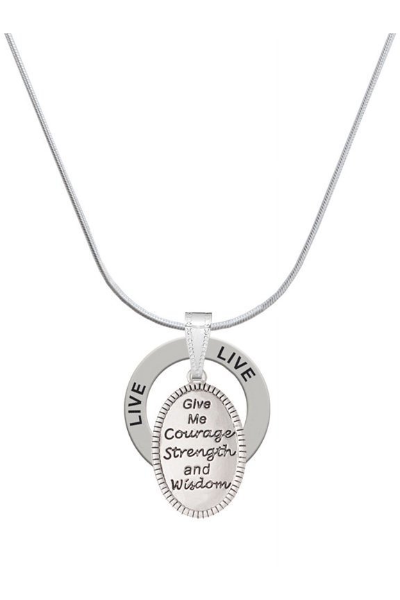 Give Me Courage Strength Wisdom Medallion Live Ring Charm Necklace, 18"