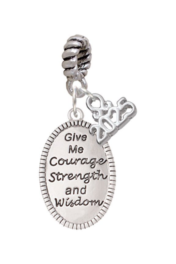 Give Me Courage Strength Wisdom Medallion - Silver-tone Rope Charm Bead Dangle with Mini 2025
