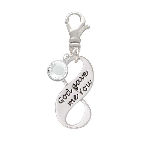 Delight Jewelry God Gave Me You Infinity Sign - Silvertone Clip on Charm with Clear Crystal Drop