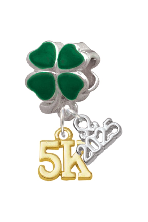 Gold-tone 5K - Good Luck Green Four Leaf Clover Charm Bead Dangle with Mini 2025