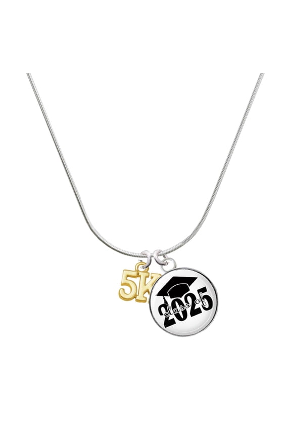 Gold-tone 5K - Script Class of 2025 Dome Charm Necklace, 18"