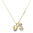 thumbnail image 1 of Delight Jewelry Goldtone Baseball/Softball Spinner and a Large Crystal Initial J Charm Necklace, 17.5"+2", 1 of 4