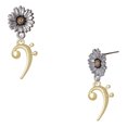 thumbnail image 1 of Delight Jewelry Gold-tone Bass Clef - Two-tone Daisy Flower Post Earrings, 1 of 4