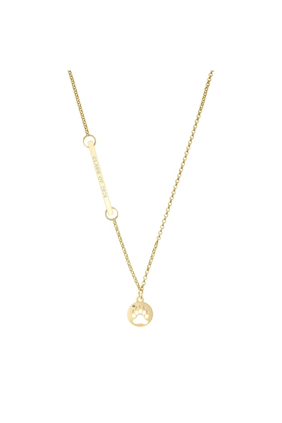 Gold-tone Bear Paw Silhouette - Gold-tone Class of 2026 Delicate Bar Necklace, 18.75"