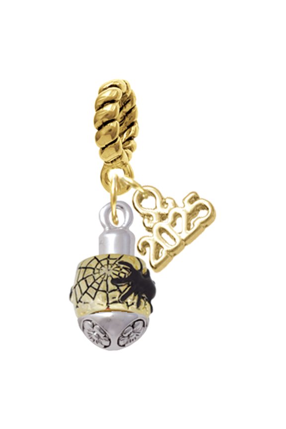 Gold-tone Black Spider on Web Spinner - Gold-tone Rope Charm Bead Dangle with Mini 2025