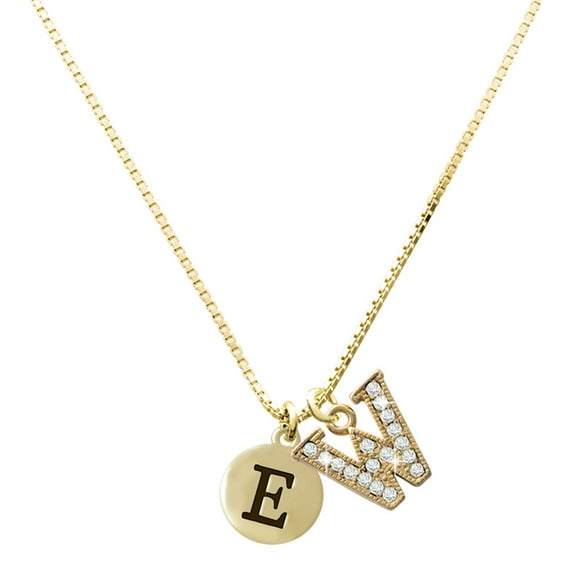 Delight Jewelry Gold-tone Capital Letter E Pebble Disc and Large ...