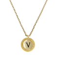 thumbnail image 1 of Delight Jewelry Gold-tone Capital Letter - V - Pebble Disc - Class of 2026 Affirmation Ring Necklace, 23", 1 of 4
