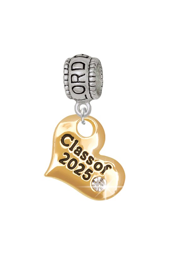 Gold-tone Class of 2025 Heart - Silvertone Lord Guide Me Charm Bead Dangle