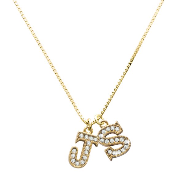 Delight Jewelry Gold-tone Crystal Initial J Charm and S Charm Necklace, 17.5"+2"
