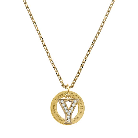 Delight Jewelry Gold-tone Crystal Initial - Y - Class of 2026 Affirmation Ring Necklace, 23"