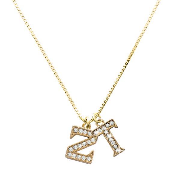 Delight Jewelry Gold-tone Crystal Initial - Z - Large Goldtone Crystal Initial - T - Charm Necklace, 17.5"+2"