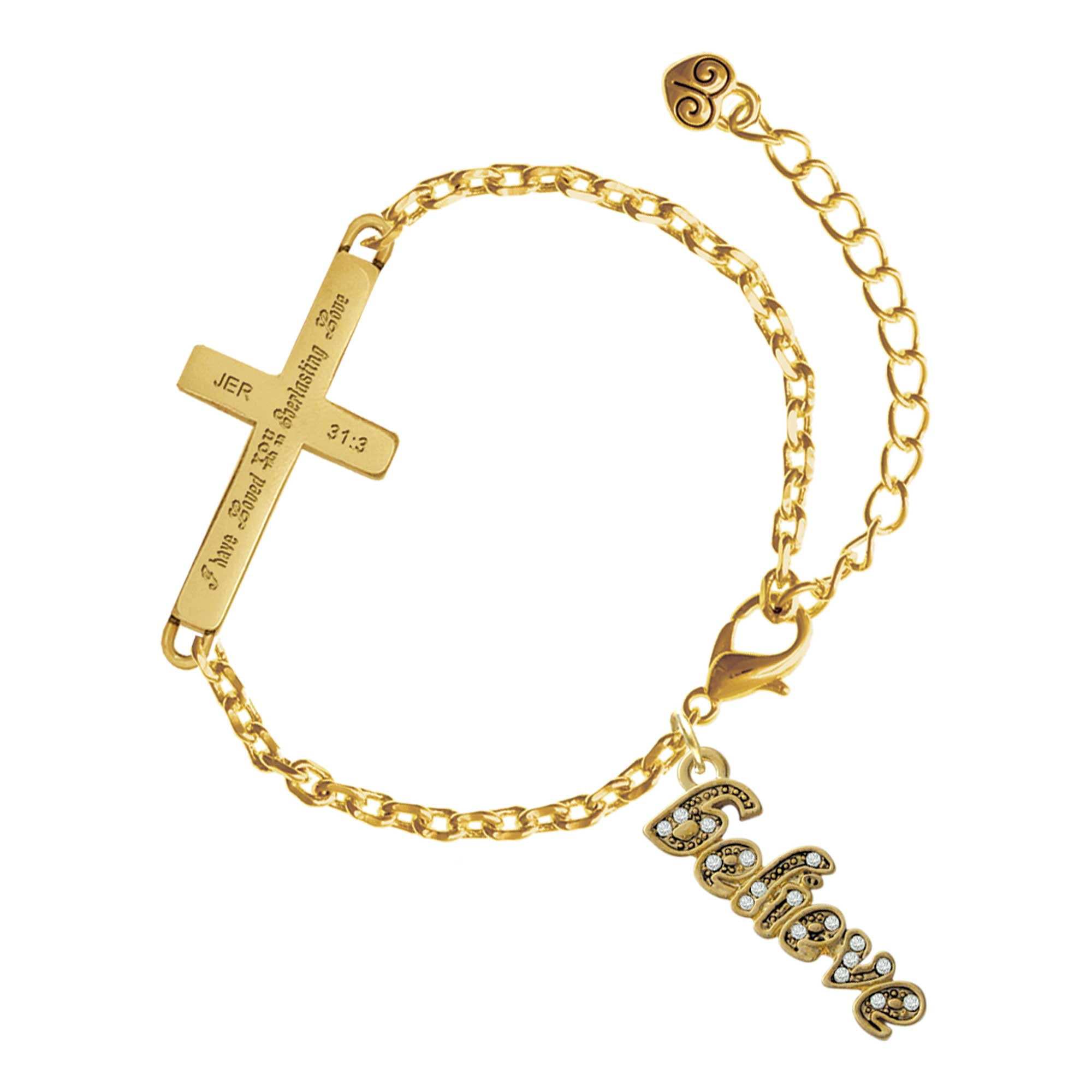 Delight Jewelry Gold-tone Crystal Script ''Believe'' - Gold Tone ...