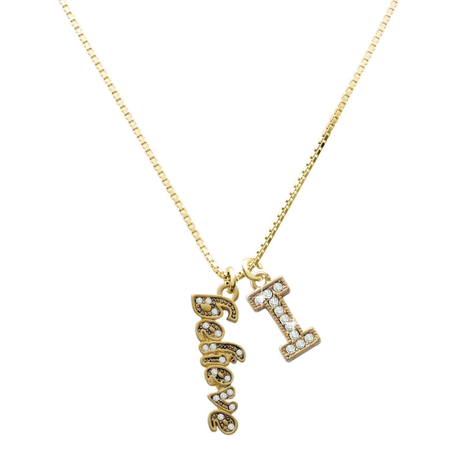 Delight Jewelry Gold-tone Crystal Script ''Believe'' - Large Goldtone ...