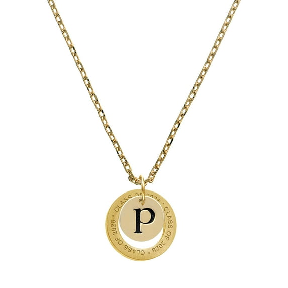 Delight Jewelry Gold-tone Disc 1/2'' Initial - p - Class of 2026 Affirmation Ring Necklace, 23"