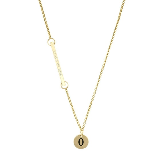 Delight Jewelry Gold-tone Disc 1/2'' Number - 0 - Gold-tone Class of 2026 Delicate Bar Necklace, 18.75"