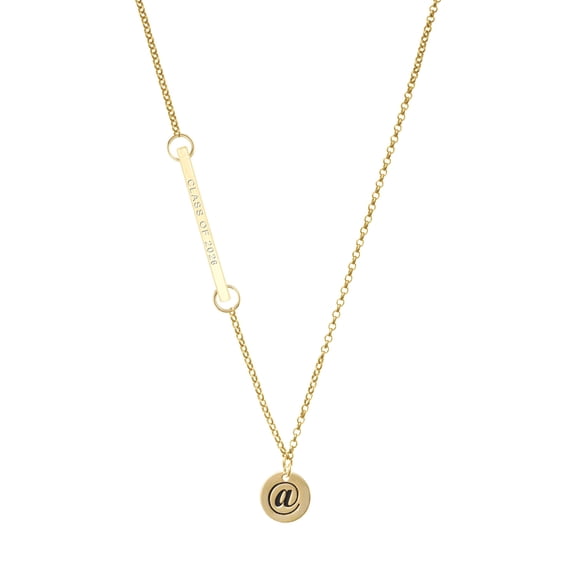 Delight Jewelry Gold-tone Disc 1/2'' - Symbol - At Sign - @ - Gold-tone Class of 2026 Delicate Bar Necklace, 18.75"