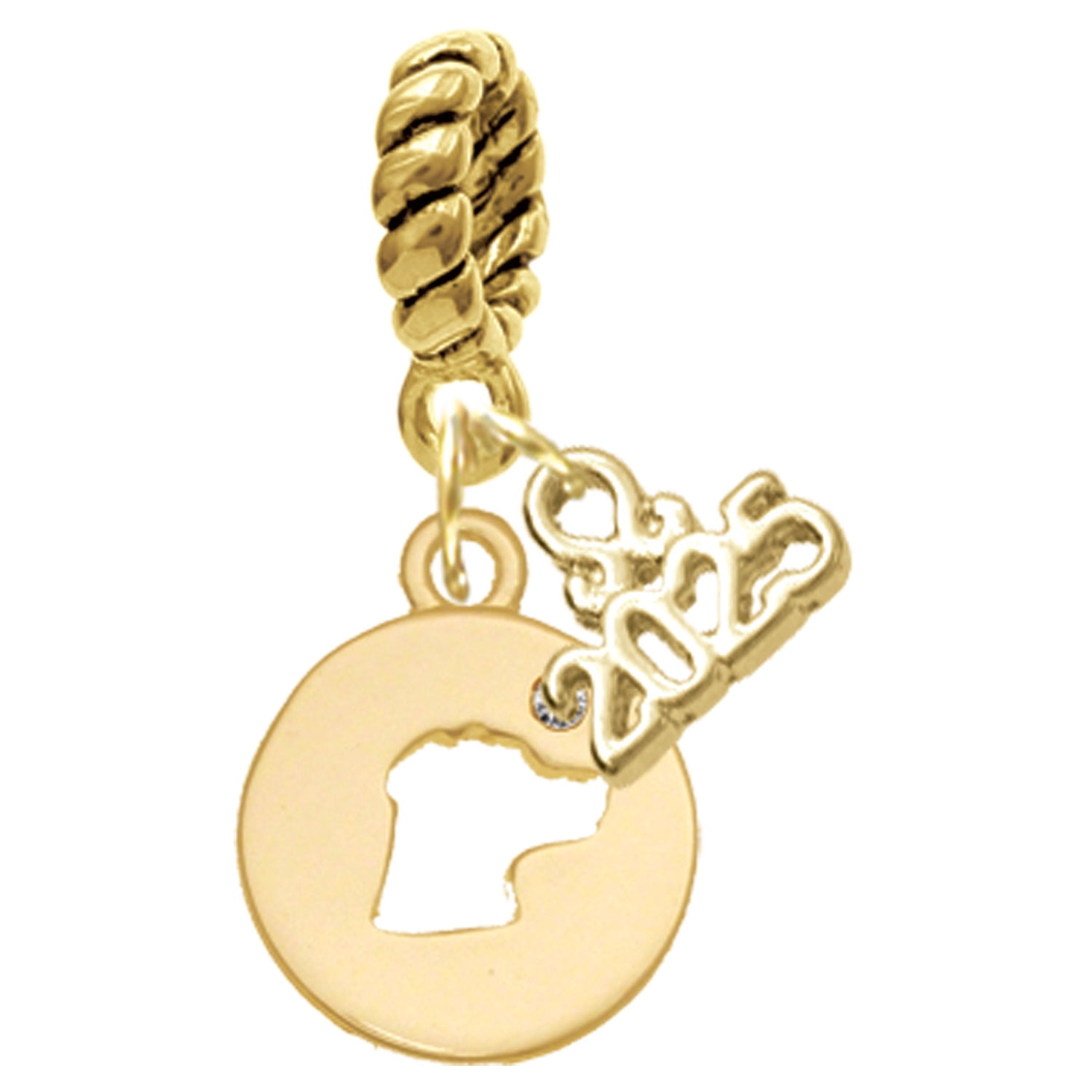 Delight Jewelry Gold-tone Dog Head Silhouette - Gold-tone Rope Charm ...
