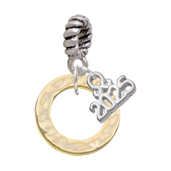 Delight Jewelry Gold-tone Hammered Karma Ring - Silver-tone Rope Charm Bead Dangle with Mini 2025