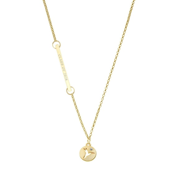 Delight Jewelry Gold-tone Hummingbird Disc - Gold-tone Class of 2026 Delicate Bar Necklace, 18.75"