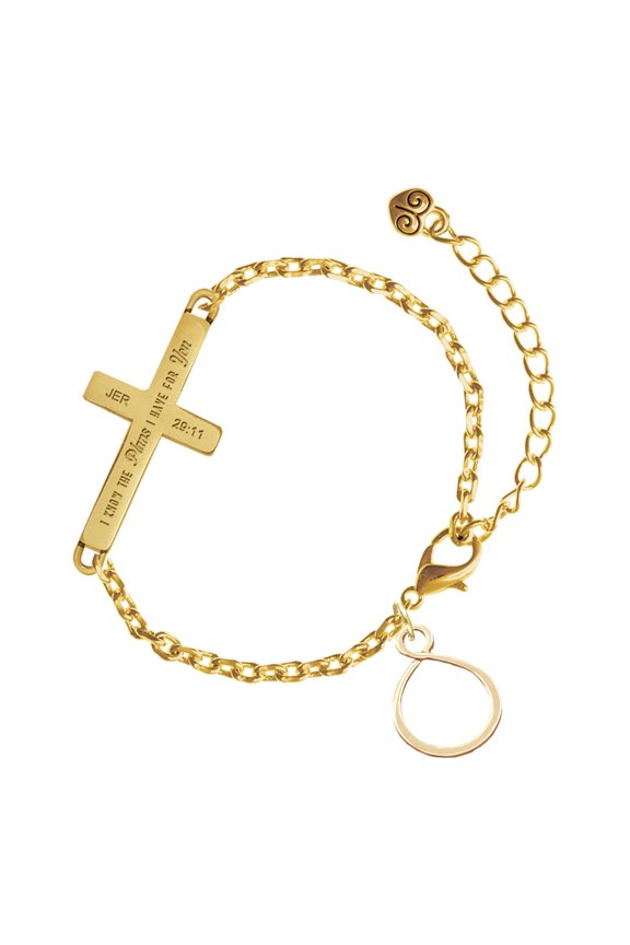 Gold-tone Infinity Loop - Gold Tone Jeremiah 29:11 I Have Plans for You Engraved Cross Charm Bracelet, 6.5+1.5" Extender