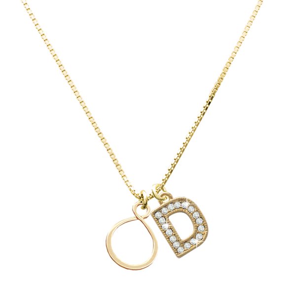 Delight Jewelry Gold-tone Infinity Loop with a Large Goldtone Crystal Initial - D - Charm Necklace, 17.5"+2"