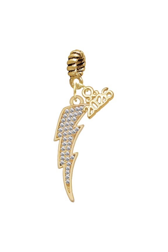 Gold-tone Large Clear Crystal Lightning Bolt - Goldtone Plated Rope Charm Bead Dangle with Mini 2026