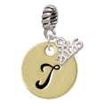 thumbnail image 1 of Delight Jewelry Gold-tone Large Disc Letter - T - 3/4'' - Silver Plated Rope Charm Bead Dangle with Mini 2026, 1 of 4