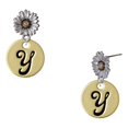thumbnail image 1 of Delight Jewelry Gold-tone Large Disc Letter - Y - 3/4'' - Two-tone Daisy Flower Post Earrings, 1 of 4