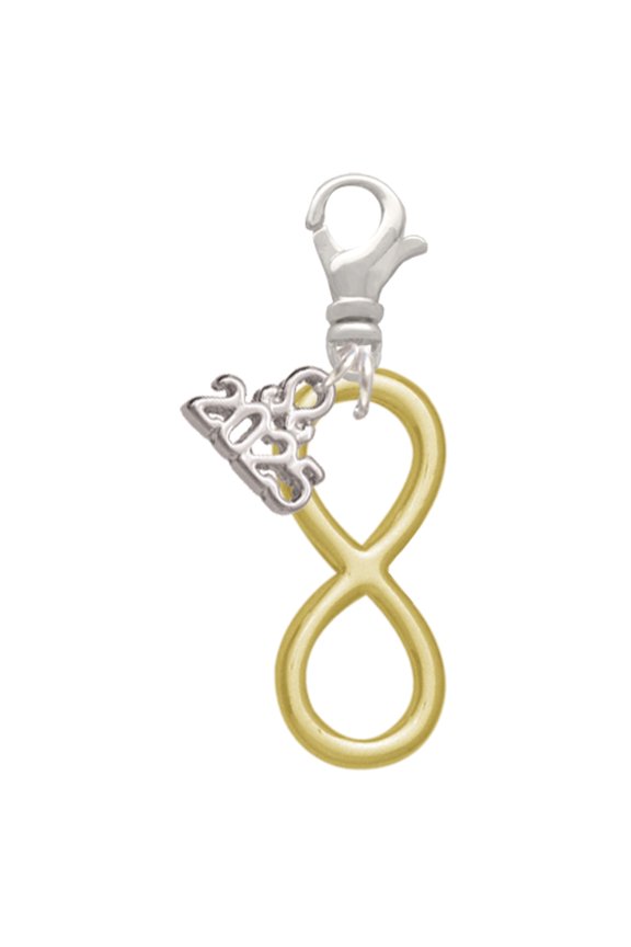 Gold-tone Large Infinity Sign - Silver-tone Clip on Charm with Mini Year 2025