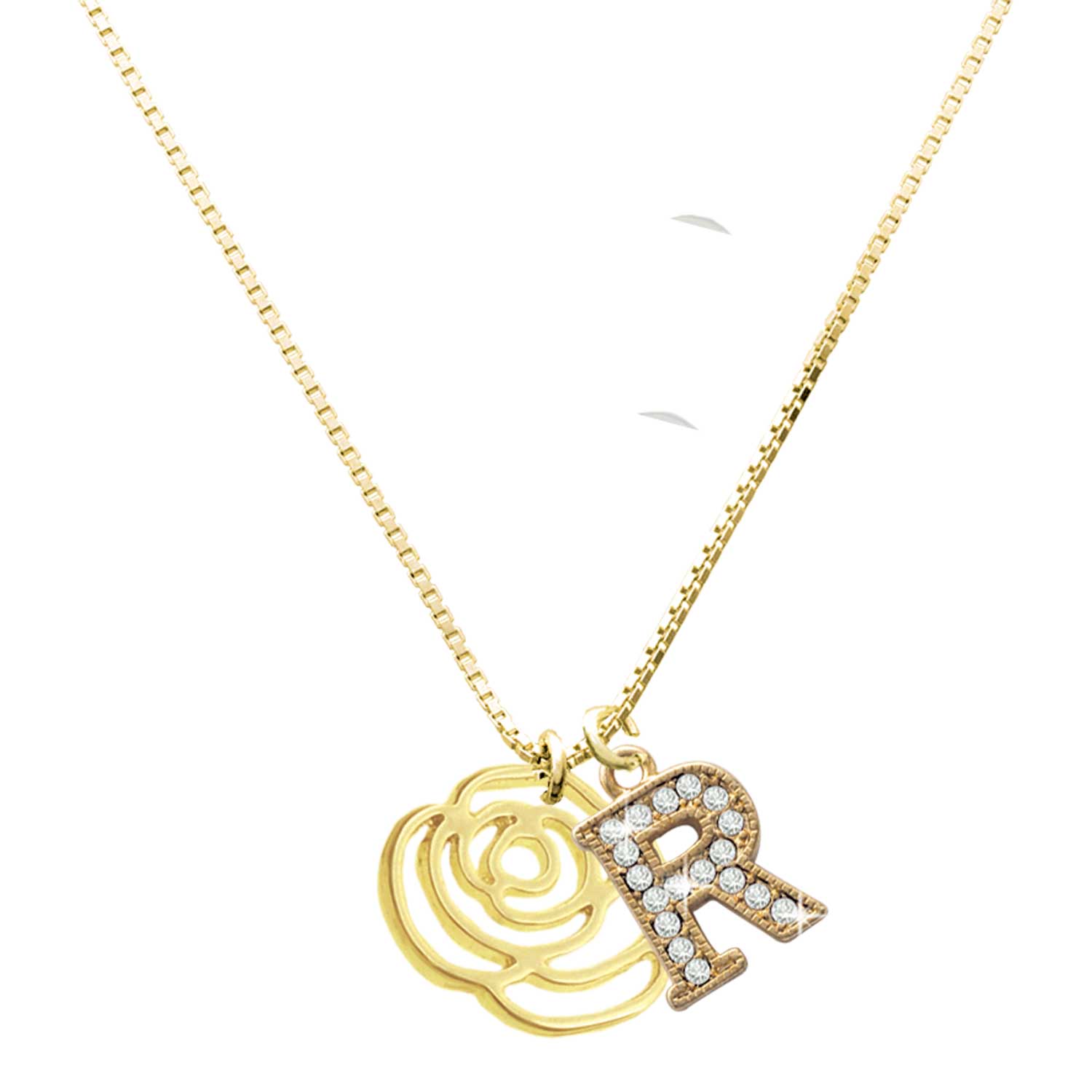 Delight Jewelry Gold-tone Large Rose Outline - Large Goldtone Crystal ...